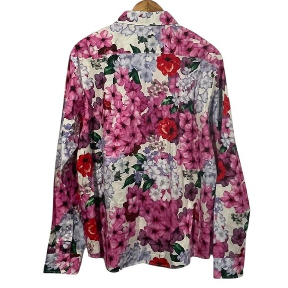 TUNEVUSE Mens Floral Long Sleeve Button Up Shirt Pink Purple Hawaiian Sz L - Picture 7 of 8